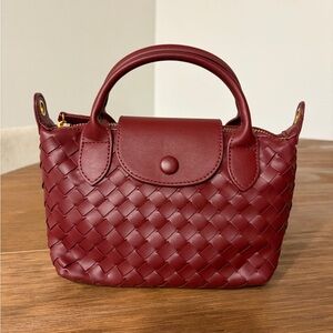 Source Unknown Woven Crossbody Top-Handle Bag in Burgundy